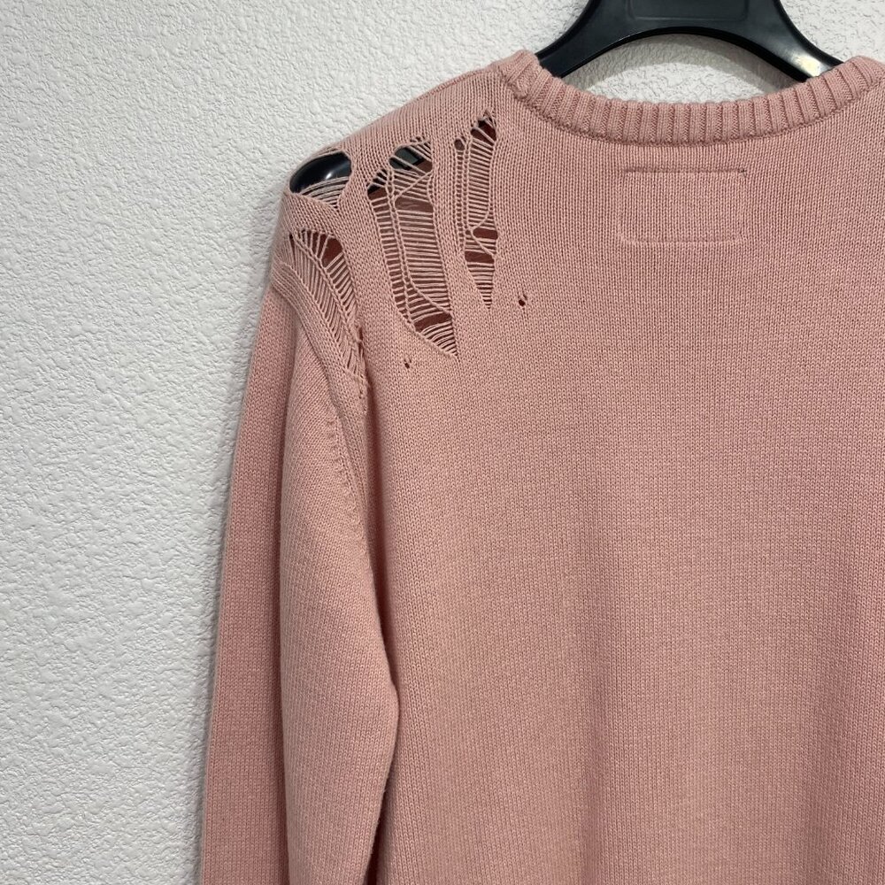 DVNT CLOTHING Distressed Knit Sweater Shredded Streetwear Pink Medium - Picture 5 of 9
